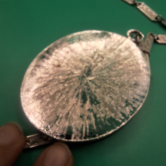 WHITING & DAVIS STATEMENT SILVER TONE FAUX TURQUOISE NECKLACE - Picture 6 of 11